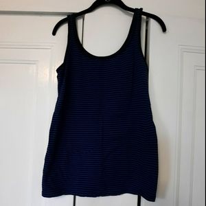 Blue and navy striped maternity tank top